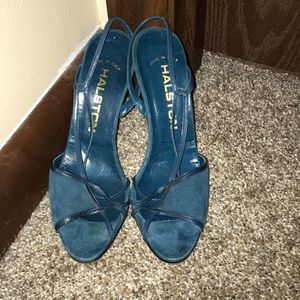 Halston Teal Suede Heels